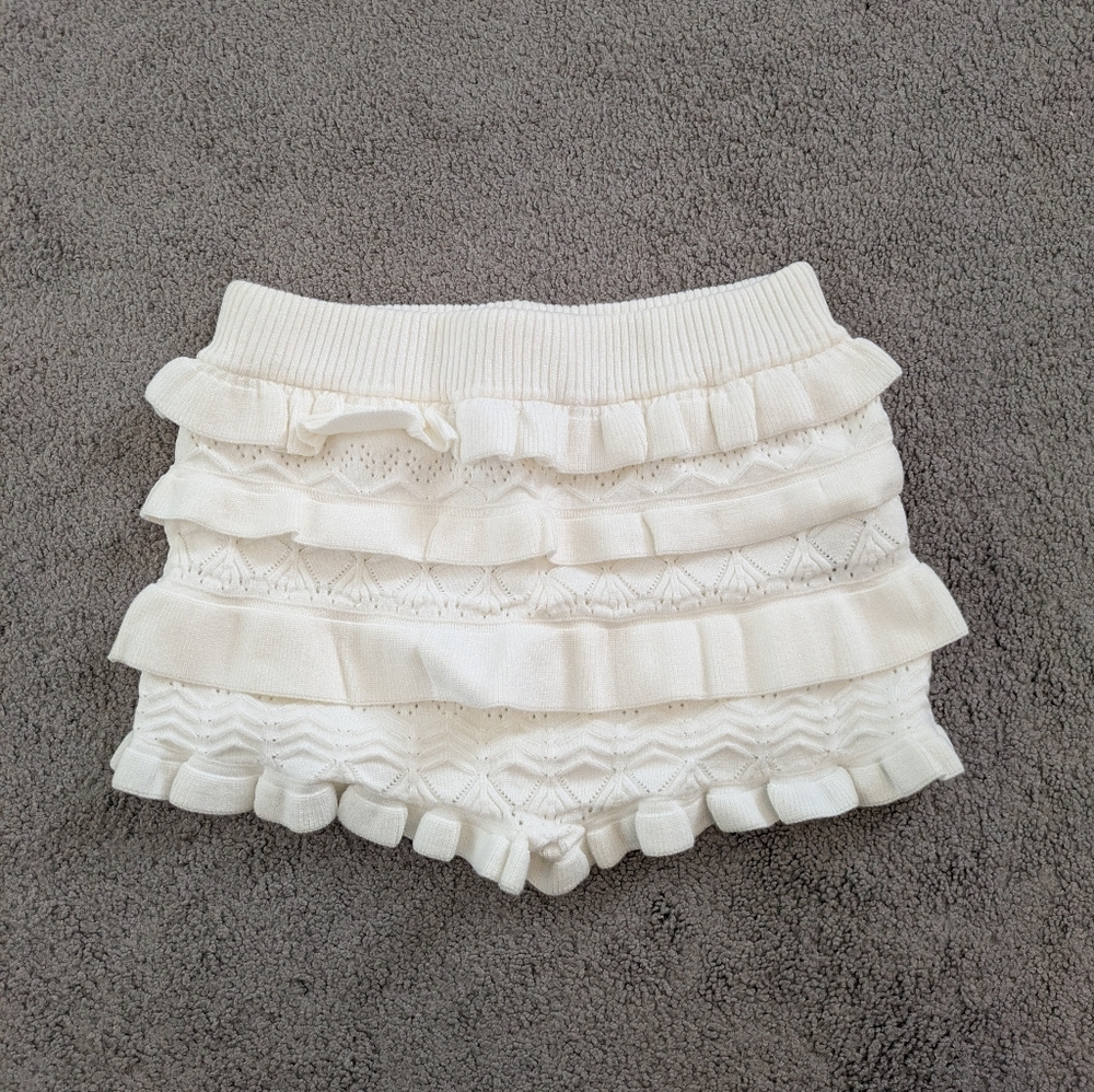 Edited Ivory Ruffle Knit Shorts